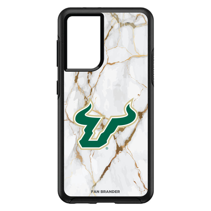 OtterBox Black Phone case with South Florida Bulls Tide White Marble Background