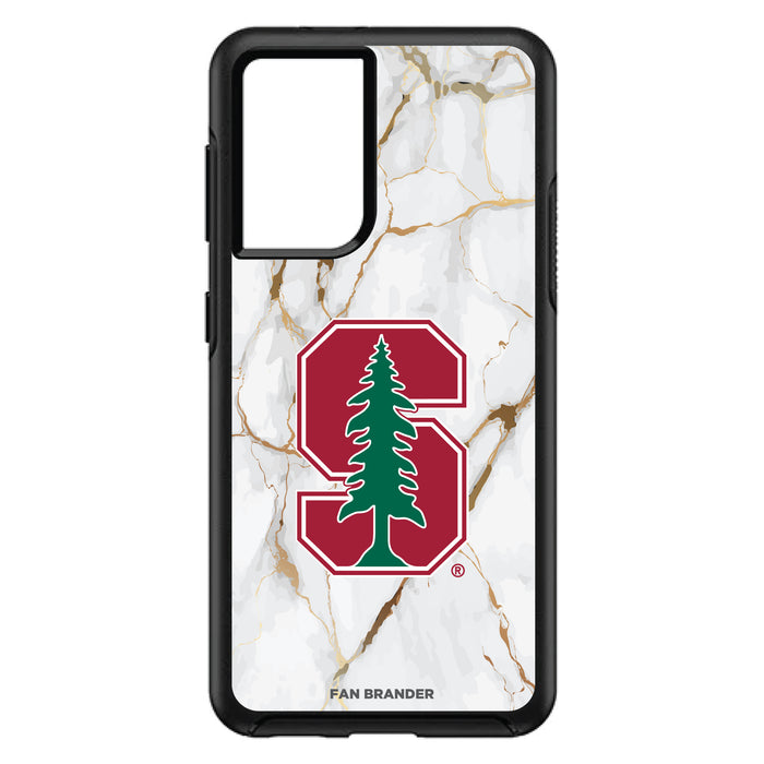 OtterBox Black Phone case with Stanford Cardinal Tide White Marble Background