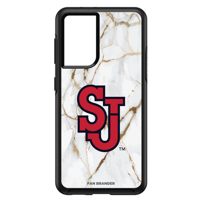OtterBox Black Phone case with St. John's Red Storm Tide White Marble Background