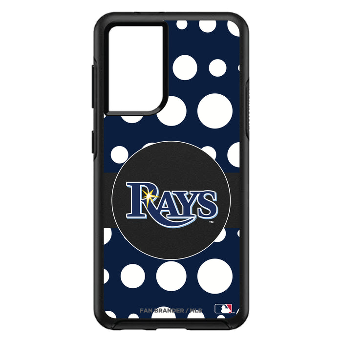 OtterBox Black Phone case with Tampa Bay Rays Primary Logo and Polka Dots Design