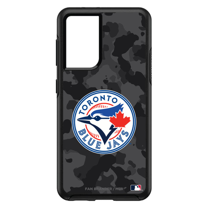 OtterBox Black Phone case with Toronto Blue Jays Primary Logo Urban Camo background