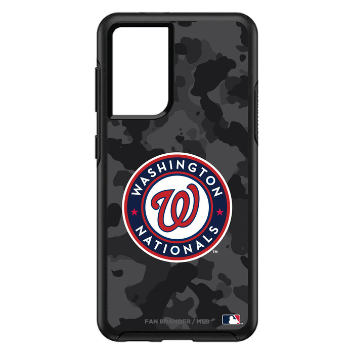 OtterBox Black Phone case with Washington Nationals Primary Logo Urban Camo background