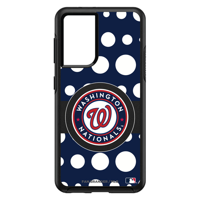 OtterBox Black Phone case with Washington Nationals Primary Logo and Polka Dots Design