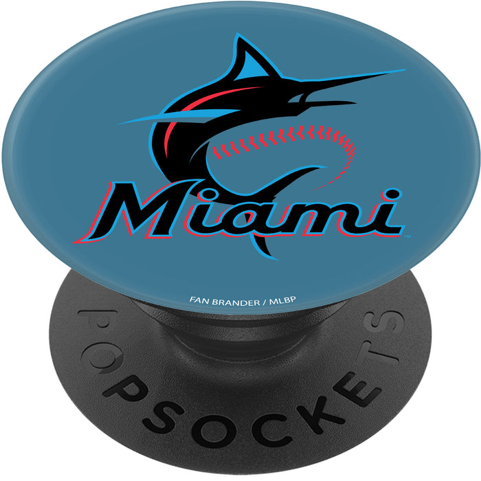 PopSocket PopGrip with Miami Marlins Primary Logo on Team Color Background