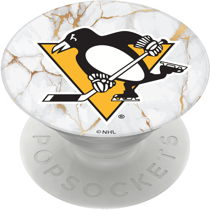 PopSocket PopGrip with Pittsburgh Penguins White Marble design
