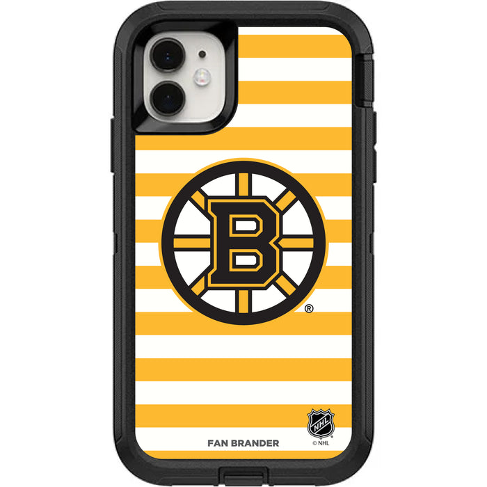 OtterBox Black Phone case with Boston Bruins Primary Logo and Striped Design