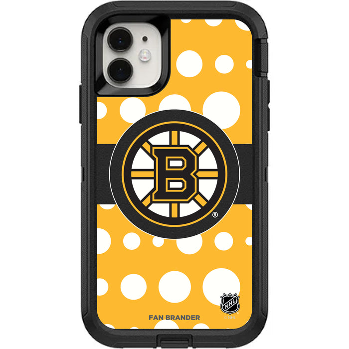 OtterBox Black Phone case with Boston Bruins Polka Dots design