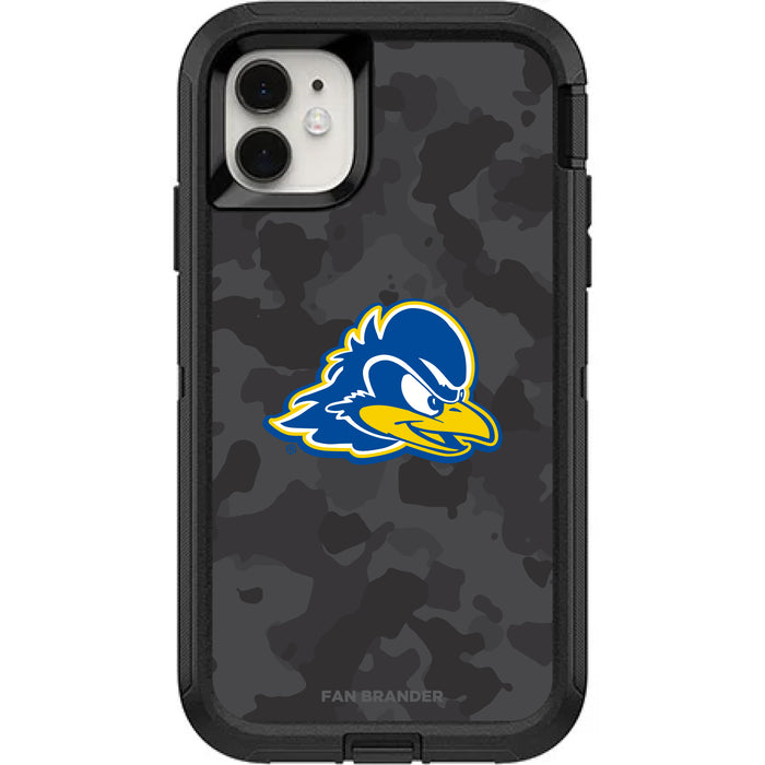 OtterBox Black Phone case with Delaware Fightin' Blue Hens Urban Camo Background