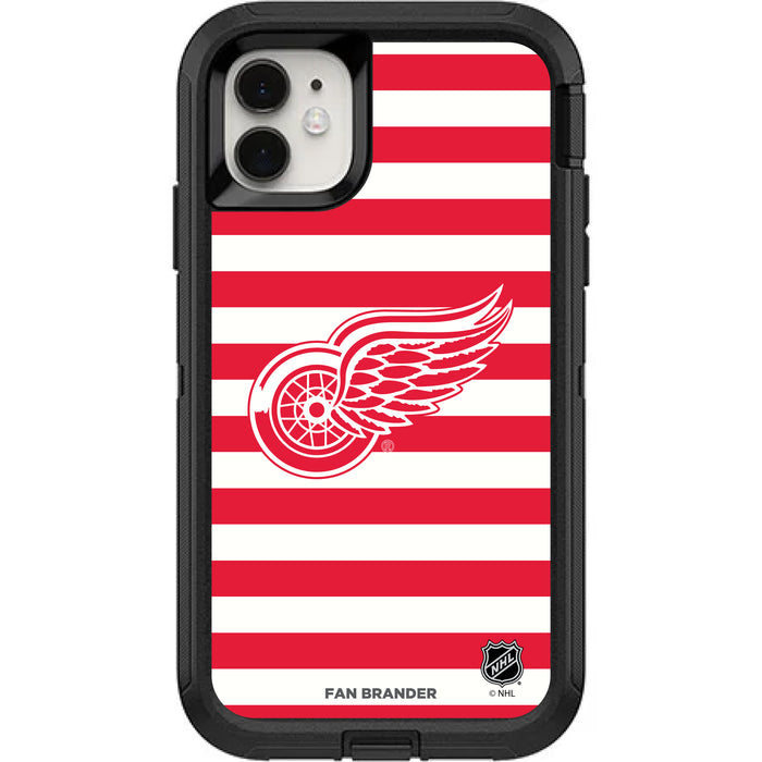 OtterBox Black Phone case with Detroit Red Wings Primary Logo and Striped Design