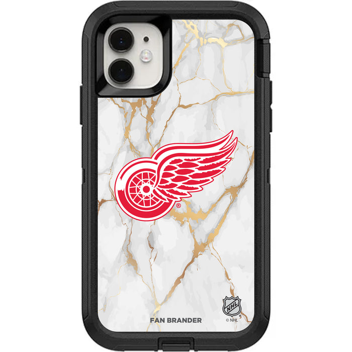 OtterBox Black Phone case with Detroit Red Wings White Marble design