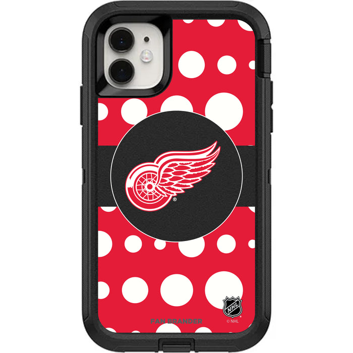OtterBox Black Phone case with Detroit Red Wings Polka Dots design