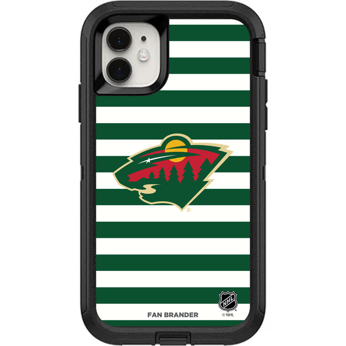 OtterBox Black Phone case with Minnesota Wild Primary Logo and Striped Design
