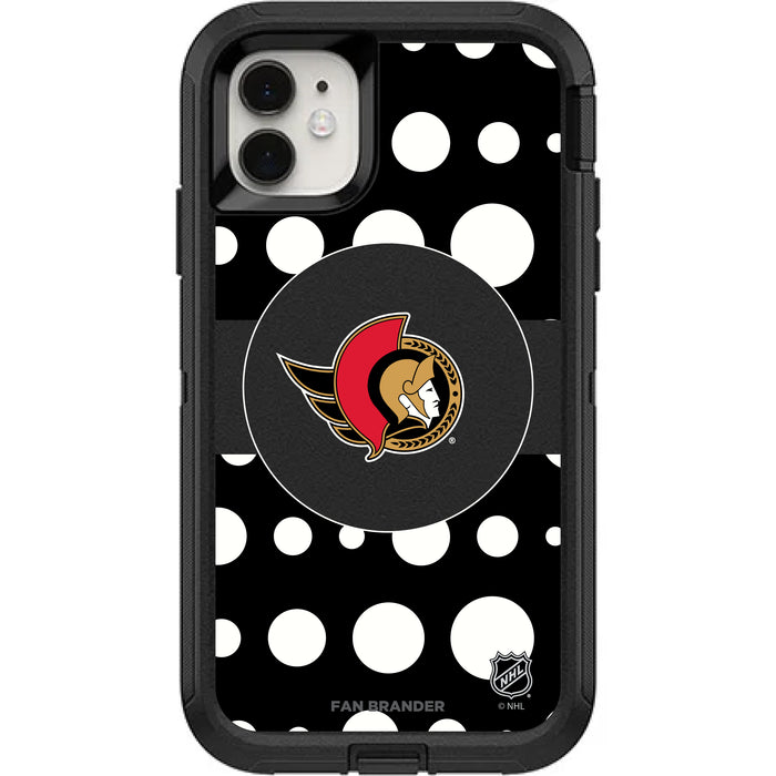 OtterBox Black Phone case with Ottawa Senators Polka Dots design