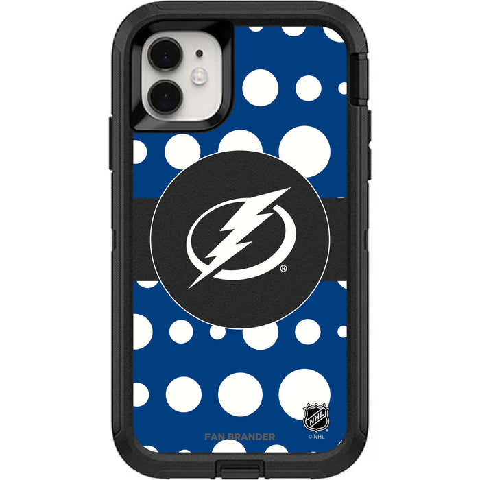 OtterBox Black Phone case with Tampa Bay Lightning Polka Dots design