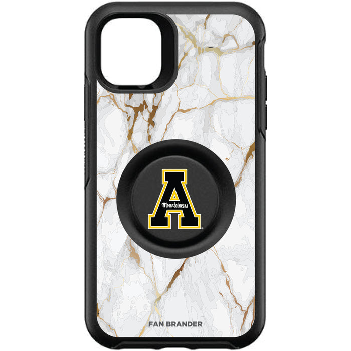 OtterBox Otter + Pop symmetry Phone case with Appalachian State Mountaineers White Marble Background