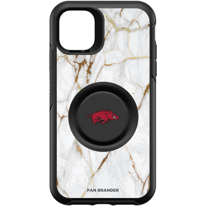 OtterBox Otter + Pop symmetry Phone case with Arkansas Razorbacks White Marble Background