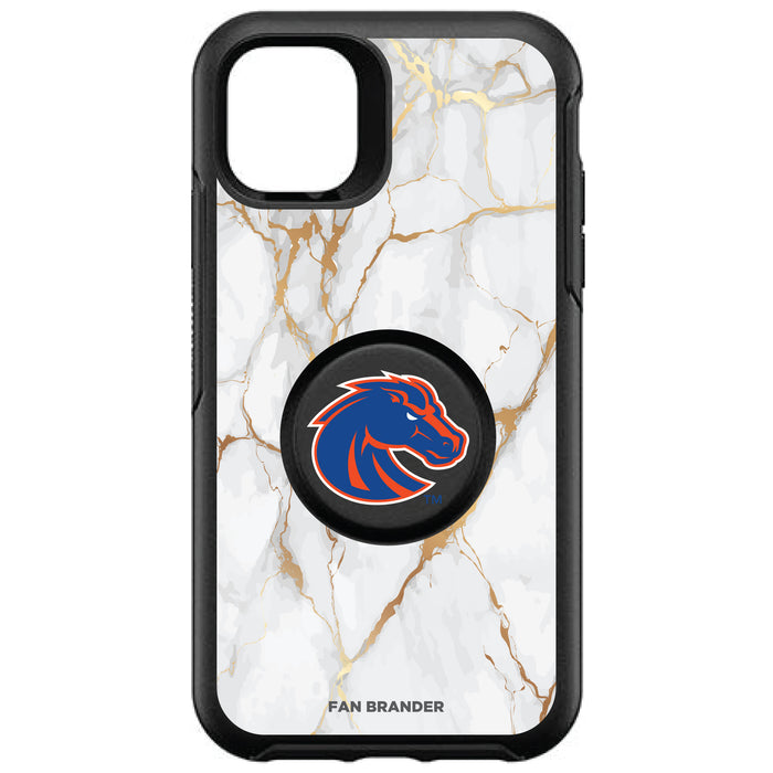 OtterBox Otter + Pop symmetry Phone case with Boise State Broncos White Marble Background
