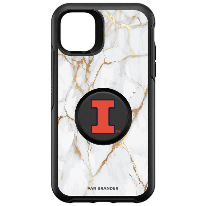 OtterBox Otter + Pop symmetry Phone case with Illinois Fighting Illini Primary Logo and White Marble design