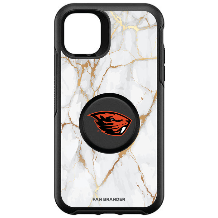 OtterBox Otter + Pop symmetry Phone case with Oregon State Beavers Primary Logo and White Marble design