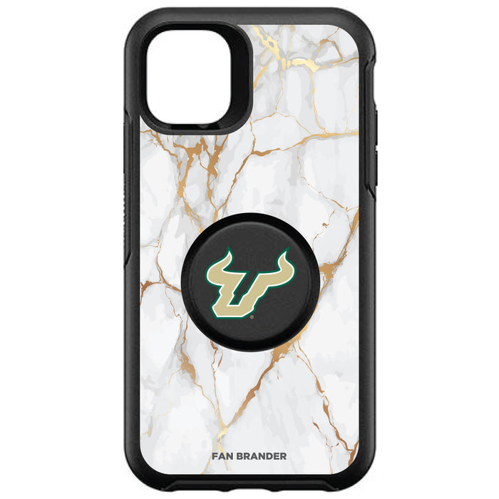 OtterBox Otter + Pop symmetry Phone case with South Florida Bulls Primary Logo and White Marble design