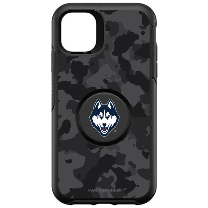 OtterBox Otter + Pop symmetry Phone case with Uconn Huskies Primary Logo and Urban Camo design