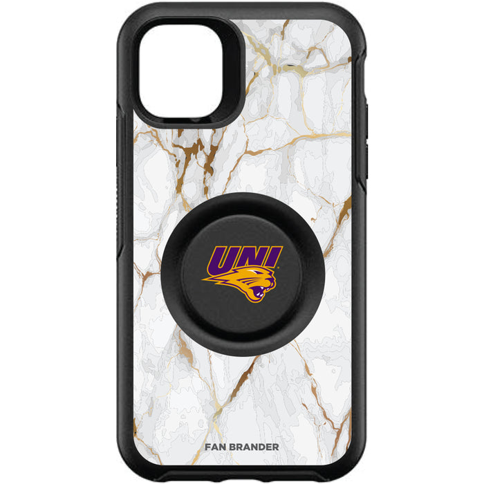 OtterBox Otter + Pop symmetry Phone case with Northern Iowa Panthers White Marble Background