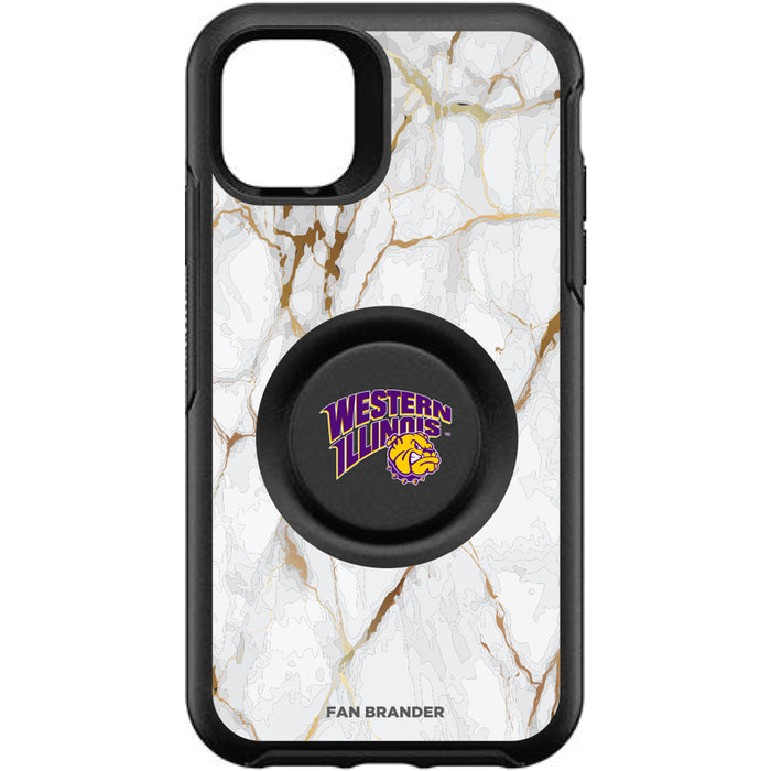 OtterBox Otter + Pop symmetry Phone case with Western Illinois University Leathernecks White Marble Background