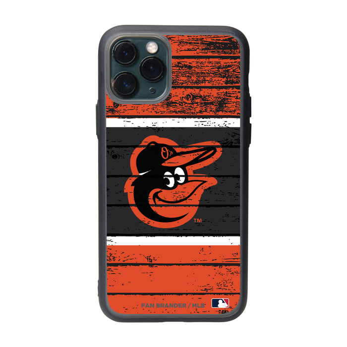 Fan Brander Slate series Phone case with Baltimore Orioles Primary Logo on Wood Design