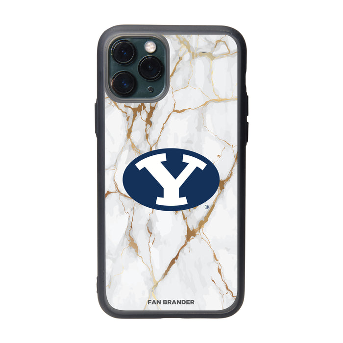 Fan Brander Slate series Phone case with Brigham Young Cougars White Marble Design