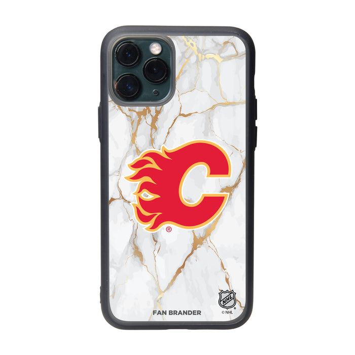 Fan Brander Slate series Phone case with Calgary Flames White Marble Design