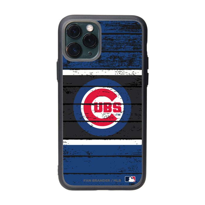 Fan Brander Slate series Phone case with Chicago Cubs Primary Logo on Wood Design