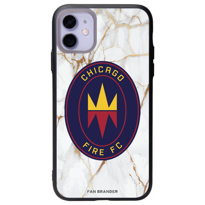 Fan Brander Slate series Phone case with Chicago Fire White Marble Background