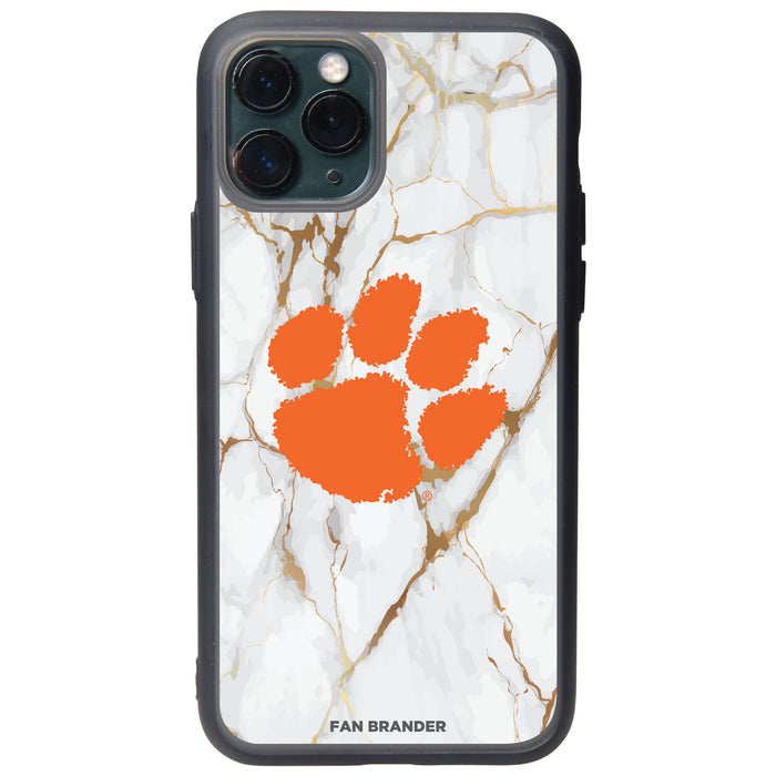 Fan Brander Slate series Phone case with Clemson Tigers White Marble Design