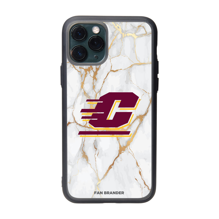 Fan Brander Slate series Phone case with Central Michigan Chippewas White Marble Design