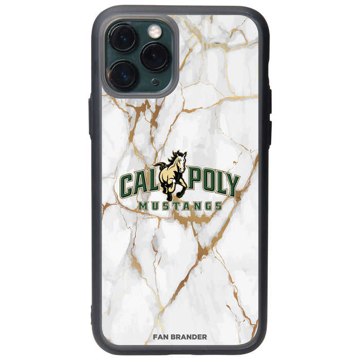 Fan Brander Slate series Phone case with Cal Poly Mustangs White Marble Design