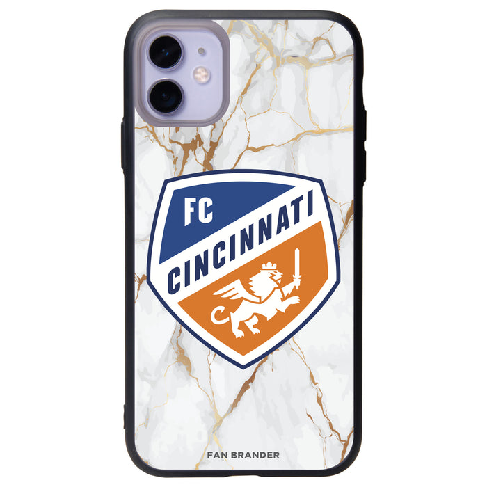 Fan Brander Slate series Phone case with FC Cincinnati White Marble Background
