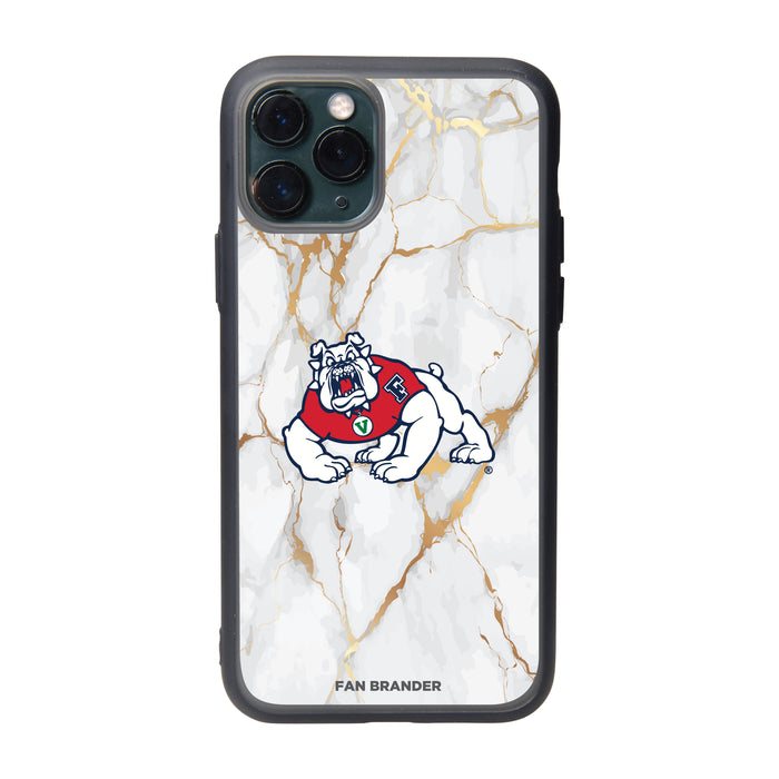 Fan Brander Slate series Phone case with Fresno State Bulldogs White Marble Design