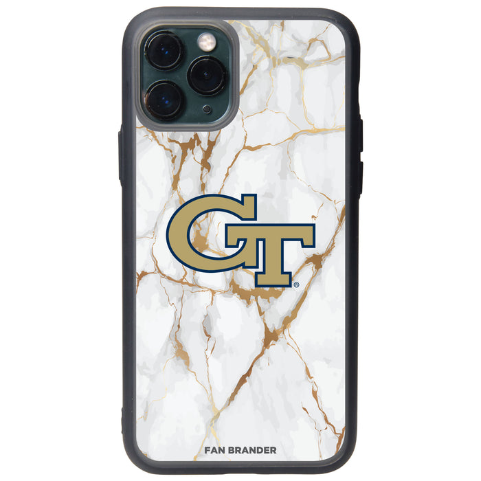 Fan Brander Slate series Phone case with Georgia Tech Yellow Jackets White Marble Design