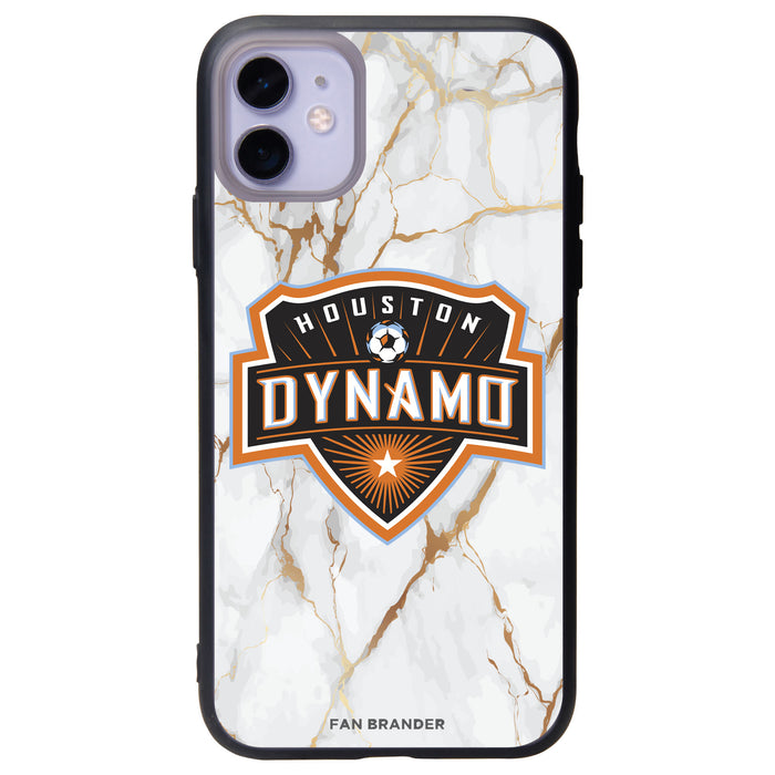 Fan Brander Slate series Phone case with Houston Dynamo White Marble Background