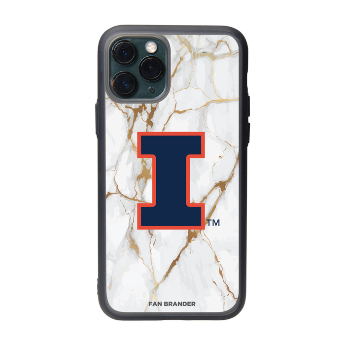 Fan Brander Slate series Phone case with Illinois Fighting Illini White Marble Design
