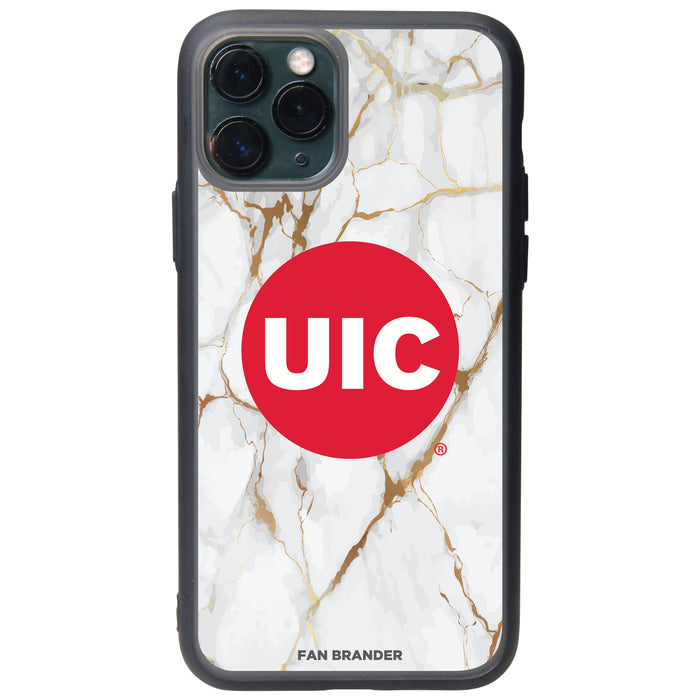 Fan Brander Slate series Phone case with Illinois @ Chicago Flames White Marble Design