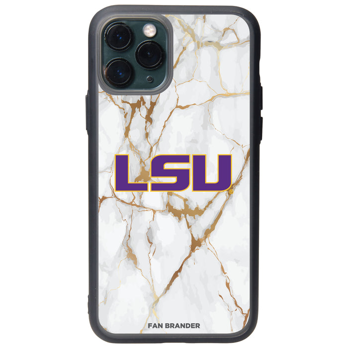 Fan Brander Slate series Phone case with LSU Tigers White Marble Design