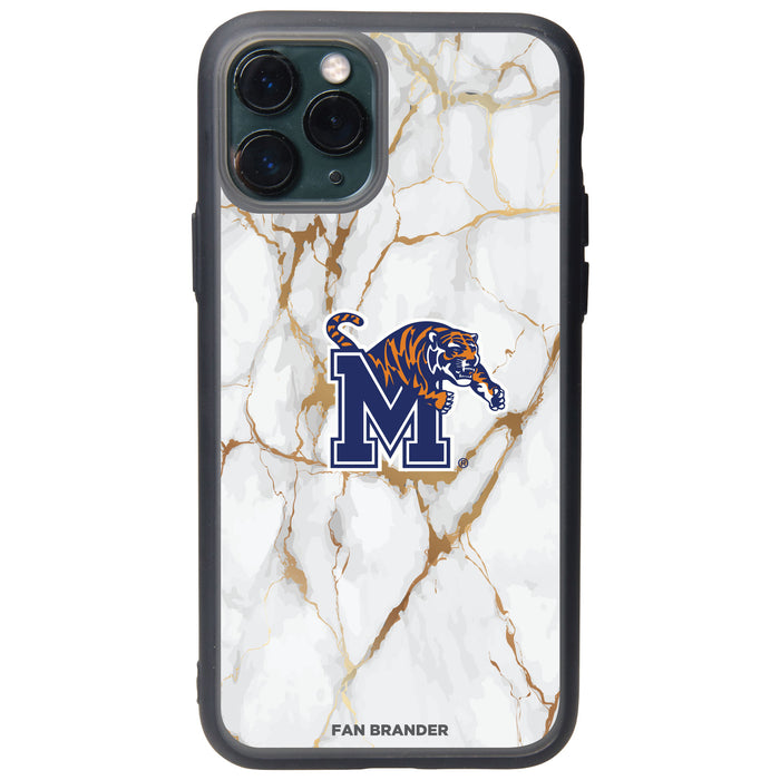 Fan Brander Slate series Phone case with Memphis Tigers White Marble Design