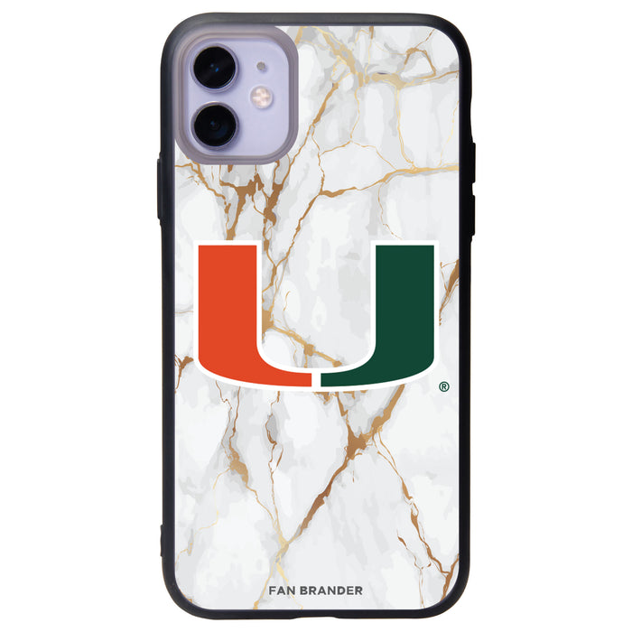 Fan Brander Slate series Phone case with Miami Hurricanes White Marble Design