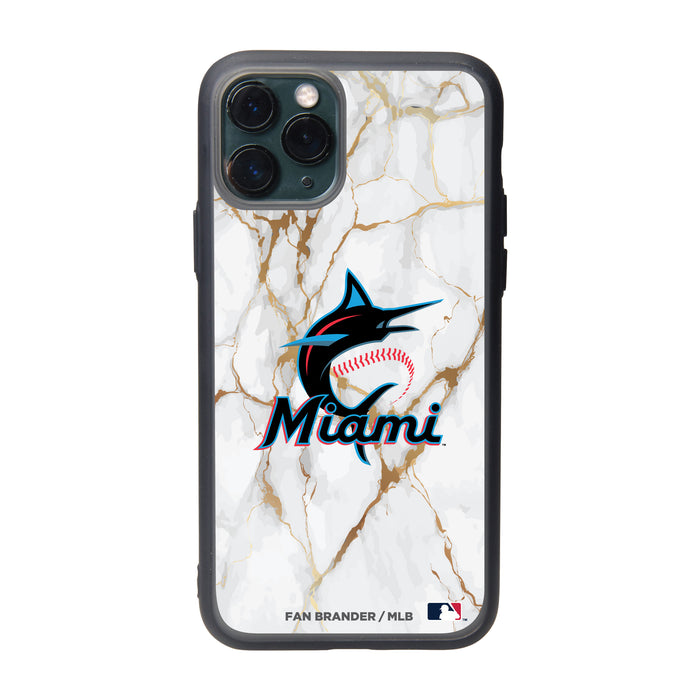 Fan Brander Slate series Phone case with Miami Marlins White Marble design