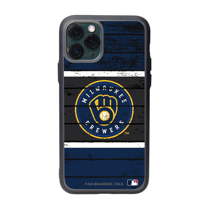 Fan Brander Slate series Phone case with Milwaukee Brewers Primary Logo on Wood Design