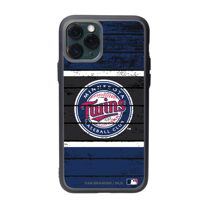 Fan Brander Slate series Phone case with Minnesota Twins Primary Logo on Wood Design