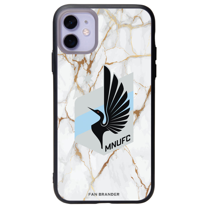Fan Brander Slate series Phone case with Minnesota United FC White Marble Background