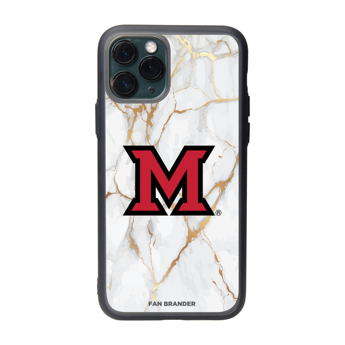 Fan Brander Slate series Phone case with Miami University RedHawks White Marble Design