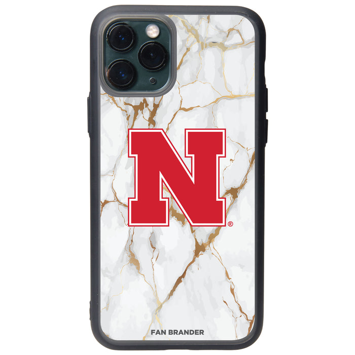 Fan Brander Slate series Phone case with Nebraska Cornhuskers White Marble Design